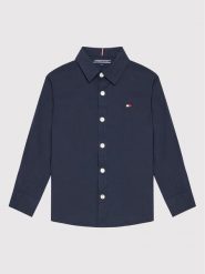 Tommy Hilfiger Koszula Solid Poplin KB0KB06965 D Granatowy Slim Fit. Niebieskie koszule chłopięce Tommy Hilfiger, bez wzorów, z bawełny, bez kołnierzyka, bez ramiączek. Za 179.99 zł.