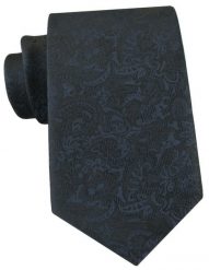 Czarno-Granatowy Krawat z Fakturą w Kwiaty - Chattier. Niebieskie krawaty i muchy męskie Chattier, bez wzorów, z tkaniny, eleganckie. Za 55.00 zł.