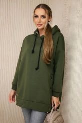 Bluza ocieplana z napami khaki. Brązowe bluzy z kapturem damskie KESI, l, z bawełny. Za 238.37 zł.
