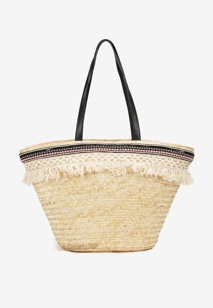 Beżowa Torebka z Plecionej Słomy z Rączką i Frędzlami Dimaria. Brązowe torebki klasyczne damskie Born2be, bez wzorów, z materiału, bez dodatków. Za 139.99 zł.