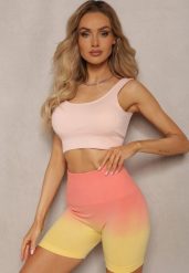 Jasnożółte Szorty Sportowe Kolarki High Waist z Gumką w Pasie Pianola. Żółte spodenki sportowe damskie Renee, s, na fitness i siłownię. Za 39.99 zł.