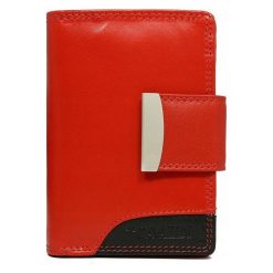 Portfel damski skórzany Cavaldi RD-04-CMN czerwony - CZERWONY Z CZARNYM. Czarne portfele damskie 4U Cavaldi, bez wzorów, ze skóry. Za 54.99 zł.