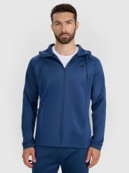 4F Bluza treningowa regular szybkoschnąca męska - niebieska 3XL. Niebieskie bluzy sportowe męskie 4f, bez wzorów, z dzianiny, sportowe, bez kołnierzyka, bez ramiączek. Za 199.99 zł.