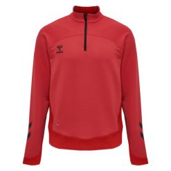 Półzapinana bluza dresowa Hummel Lead. Czerwone bluzy bez kaptura męskie HUMMEL, xl, z dresówki. Za 160.40 zł.