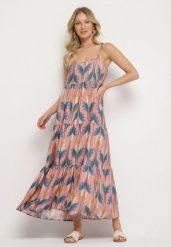 Różowo-Niebieska Sukienka o Rozkloszowanym Kroju Boho na Cienkich Ramiączkach Tosave. Czerwone sukienki damskie Born2be, na co dzień, na lato, l, z aplikacjami, boho, bez kołnierzyka, bez ramiączek, midi, proste. W wyprzedaży za 67.99 zł.
