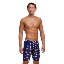 Spodenki do pływania Jammery Funky Trunks Paper Plain. Niebieskie kąpielówki męskie FUNKY TRUNKS, m, bez wzorów, do pływania. Za 179.99 zł.