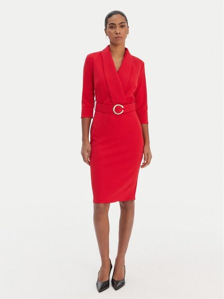 Rinascimento Sukienka koktajlowa CFC0126777003 Czerwony Slim Fit. Czerwone sukienki damskie RINASCIMENTO, xl, bez wzorów, z syntetyku, wizytowe, bez kołnierzyka, bez ramiączek. Za 439.99 zł.