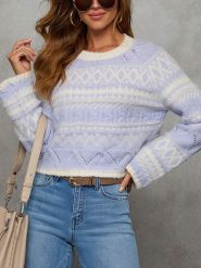 Milan Kiss Sweter w kolorze kremowo-fioletowym rozmiar: XL. Brązowe swetry klasyczne damskie Milan Kiss, xl, bez kołnierzyka. Za 130.99 zł.