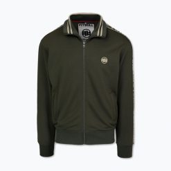 Bluza męska Pitbull Trackjacket Tape Logo Terry Group. Zielone bluzy bez kaptura męskie PITBULL, bez wzorów, sportowe, bez kołnierzyka, bez ramiączek. Za 259.99 zł.