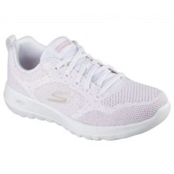Buty Skechers Go Walk Joy - Violet 124640 Wtrg białe. Białe buty sportowe na co dzień damskie bez wzorów, z dzianiny, trekkingowe. Za 467.97 zł.