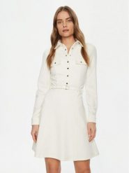 Guess Sukienka codzienna W5RK93 KCBO2 Écru Regular Fit. Sukienki damskie Guess, na co dzień, xs, z aplikacjami, z syntetyku, bez kołnierzyka, bez ramiączek, proste. Za 489.99 zł.