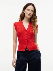 Tommy Hilfiger kamizelka z dzianiny Kobiety Bawełna (100%) czerwony, S. Czerwone kamizelki damskie Tommy Hilfiger, s, z bawełny. Za 529.95 zł.