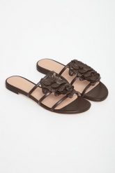 Klapki damskie skórzane TWINSET. Klapki damskie Twinset Milano, bez wzorów, bez obcasa. Za 879.00 zł.