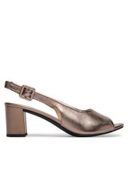 Caprice Sandały 9-28307-46 Złoty. Żółte sandały damskie Caprice, bez wzorów, ze skóry, bez obcasa, na słupku. Za 272.99 zł.