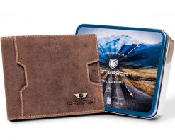 Portfel skórzany Peterson [DH] PTN N79 2-1-4 brązowy. Brązowe portfele męskie bez wzorów. Za 77.99 zł.