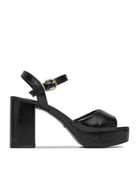 DeeZee Sandały CEO-SF79601 Czarny. Czarne sandały damskie DeeZee, bez wzorów, z materiału, bez obcasa, na słupku. Za 139.99 zł.