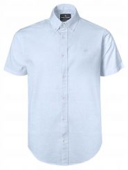 Lniano-Bawełniana Koszula Męska - Pako Jeans - Błękitna. Niebieskie koszule męskie Pako Jeans, l, bez wzorów, z bawełny, bez kołnierzyka, bez ramiączek. Za 199.00 zł.