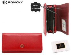Portfel damski ROVICKY RPX-24A-ML Red czerwony. Czerwone portfele damskie ROVICKY, bez wzorów, ze skóry. Za 64.00 zł.