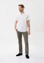 Spodnie chino, Regular Fit, R-PETRO. Zielone spodnie materiałowe męskie Volcano, z aplikacjami, z bawełny, eleganckie. Za 179.99 zł.