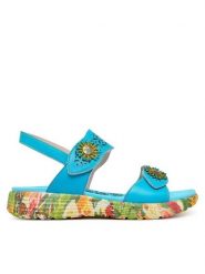 Laura Vita Sandały Sanao 53 Niebieski. Niebieskie sandały damskie Laura Vita, bez wzorów, ze skóry, bez obcasa, na płaskiej podeszwie. Za 389.99 zł.