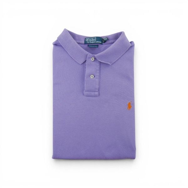 Koszulka Polo męska Custom Fit Polo Ralph Lauren. Fioletowe koszulki polo męskie Ralph Lauren, l, bez wzorów, bez ramiączek. Za 106.46 zł.