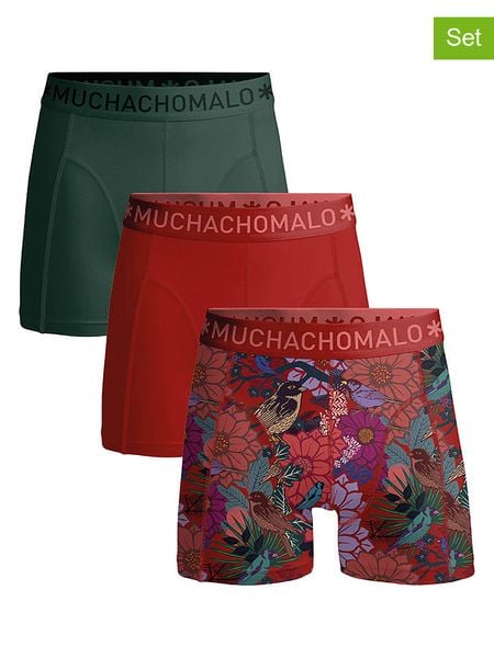 Muchachomalo Bokserki (3 pary) w kolorze zielono-czerwonym ze wzorem rozmiar: 3XL. Czerwone bokserki męskie Muchachomalo, bez wzorów. Za 119.95 zł.