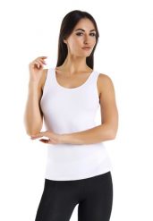 Koszulka bawełniana na ramiączkach Teyli Claudia. Białe bluzki sportowe damskie Teyli, xl, z bawełny, bez kołnierzyka, bez ramiączek. Za 69.99 zł.