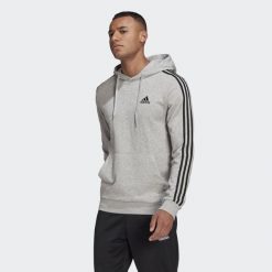 Bluza z Kapturem Essentials 3-Stripes Rozmiar XS Szary - GK9080. Czarne bluzy sportowe męskie Adidas, m, z bawełny. Za 229.00 zł.