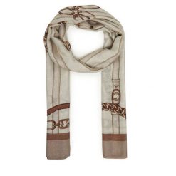 Szal Guess. Brązowe szaliki i kominy damskie Guess, z aplikacjami. Za 199.99 zł.