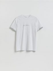 T-shirt regular z wiskozą - jasnoszary. Szare t-shirty męskie Reserved, l, bez wzorów, z dzianiny, bez kołnierzyka. Za 79.99 zł.