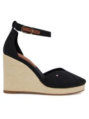 Tommy Hilfiger Półbuty Flag High Wedge Espad Closed Toe FW0FW08494 Czarny. Czarne półbuty damskie Tommy Hilfiger, bez wzorów, z materiału, bez obcasa, na koturnie. Za 239.99 zł.