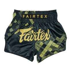 Spodenki treningowe Fairtex Muay Thai S1931 Heart of Gold. Czarne szorty męskie FAIRTEX, bez kołnierzyka. Za 279.99 zł.