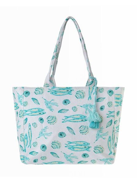 BLE Shopper bag w kolorze biało-turkusowym - 42 x 35 x 20 cm rozmiar: onesize. Białe shopper bag damskie BLE, bez wzorów, z materiału, na ramię, bez dodatków. Za 76.39 zł.