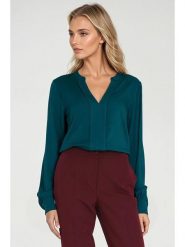 Nife Bluzka w kolorze niebieskim rozmiar: 38. Niebieskie bluzki damskie Nife, bez wzorów, bez kołnierzyka, bez ramiączek. Za 139.87 zł.