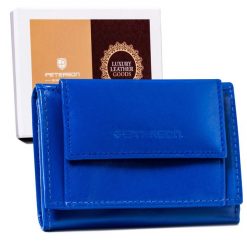 Portfel skórzany Peterson PTN RD-AL5617-MCL niebieski. Niebieskie portfele damskie Peterson, bez wzorów, ze skóry. Za 51.99 zł.