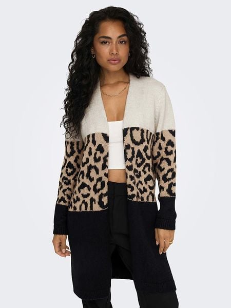 ONLY Kardigan "Jade" w kolorze czarno-beżowym rozmiar: XL. Brązowe kardigany damskie Only, xl, bez wzorów. Za 122.38 zł.