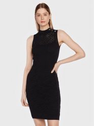 Guess Sukienka dzianinowa Paula W3GK62 Z36O0 Czarny Slim Fit. Czarne sukienki damskie Guess, m, z aplikacjami, z dzianiny, bez kołnierzyka, bez ramiączek. Za 339.99 zł.