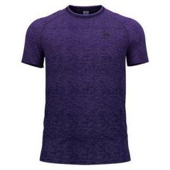 Koszulka męska Odlo ESSENTIAL SEAMLESS T-shirt crew neck l/s. Fioletowe t-shirty męskie Odlo, l, bez wzorów, bez kołnierzyka. Za 219.99 zł.