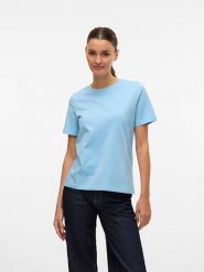 Vero Moda Koszulka w kolorze błękitnym rozmiar: XL. Niebieskie bluzki damskie Vero Moda, xl, bez wzorów, z bawełny, bez kołnierzyka, bez ramiączek. Za 52.79 zł.