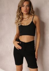 Czarne Szorty do Kolana z Wysokim Stanem Betria. Czarne szorty damskie Renee, bez wzorów, klasyczne, z podwyższonym stanem. Za 64.99 zł.