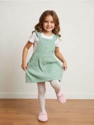 Sztruksowa sukienka na szelkach - zielony. Zielone sukienki dziewczęce Sinsay, bez wzorów, ze sztruksu, bez ramiączek. Za 39.99 zł.