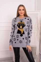 Sweter świąteczny z misiem szary. Szare swetry klasyczne damskie KESI, l, z wełny, bez kołnierzyka, plus size. Za 125.45 zł.
