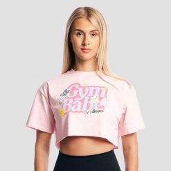 Koszulka damska fitness krótka GymBabe Cherrybloom. Czerwone bluzki sportowe damskie GYMBEAM, na lato, xs, bez wzorów, z bawełny, bez ramiączek. Za 80.90 zł.