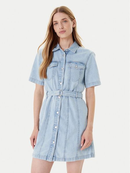 Tommy Jeans Sukienka jeansowa DW0DW21168 Niebieski Regular Fit. Niebieskie sukienki damskie Tommy Jeans, xs, bez wzorów, z bawełny, bez kołnierzyka, bez ramiączek. Za 309.99 zł.
