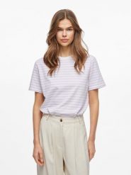 Vila Koszulka w kolorze biało-jasnoróżowym rozmiar: XS. Białe bluzki damskie Vila, xs, bez wzorów, z bawełny, bez kołnierzyka, bez ramiączek. Za 43.99 zł.