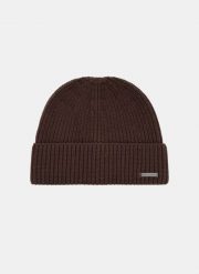 PAKO LORENTE – Brązowa wełniana czapka męska. Brązowe czapki męskie Pako Lorente, na zimę, bez wzorów, prążkowane. Za 169.99 zł.