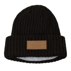 Skórzana Czapka Unisex Dla Dorosłych. Czarne czapki męskie BAUER, bez wzorów, z dzianiny. Za 140.99 zł.