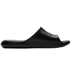 Klapki Nike Victori One Shower Slide CZ7836-001 czarne. Czarne klapki damskie bez wzorów, z materiału, bez obcasa. W wyprzedaży za 201.50 zł.