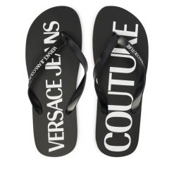 Japonki Versace Jeans Couture. Czarne klapki i japonki męskie Versace Jeans Couture, z jeansu. Za 249.99 zł.