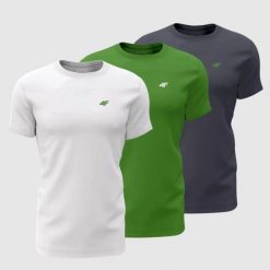 T-shirt męski (ZESTAW KOSZULEK 3 SZT.) 4F 4FWSS26TTSHM4216. T-shirty męskie 4f, l, bez wzorów, z bawełny, bez kołnierzyka. Za 129.99 zł.